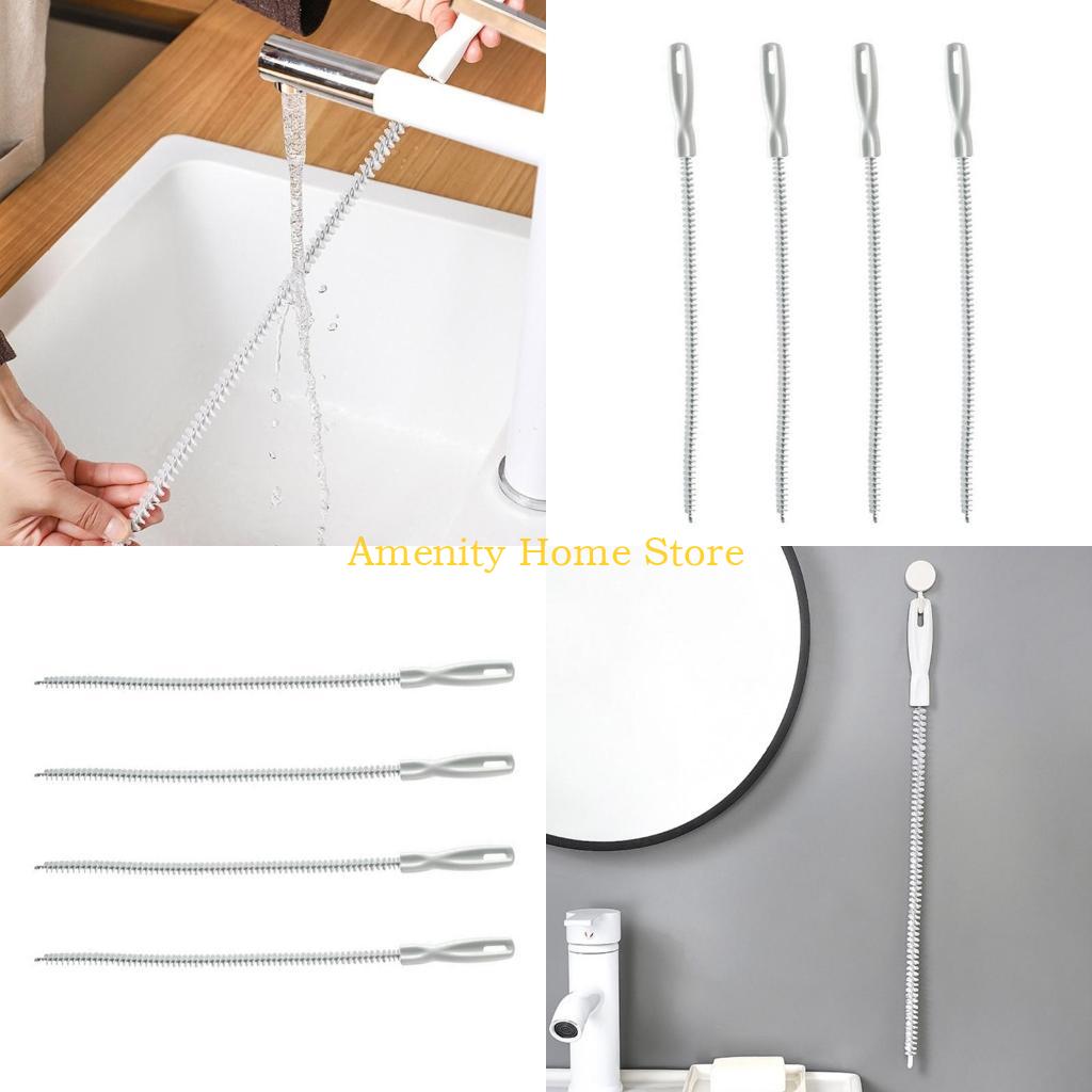 F26C 4Pcs Sewer Drain Cleaning Brush,Bendable Sink Overflow Drain Brush for Bathroom Sewer Hair Catcher Flexible Pipe Cleaner China Mainland