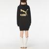 Puma Logo Printed Casual Sports Midi Hooded Dress Women Dresses Black 599165-61