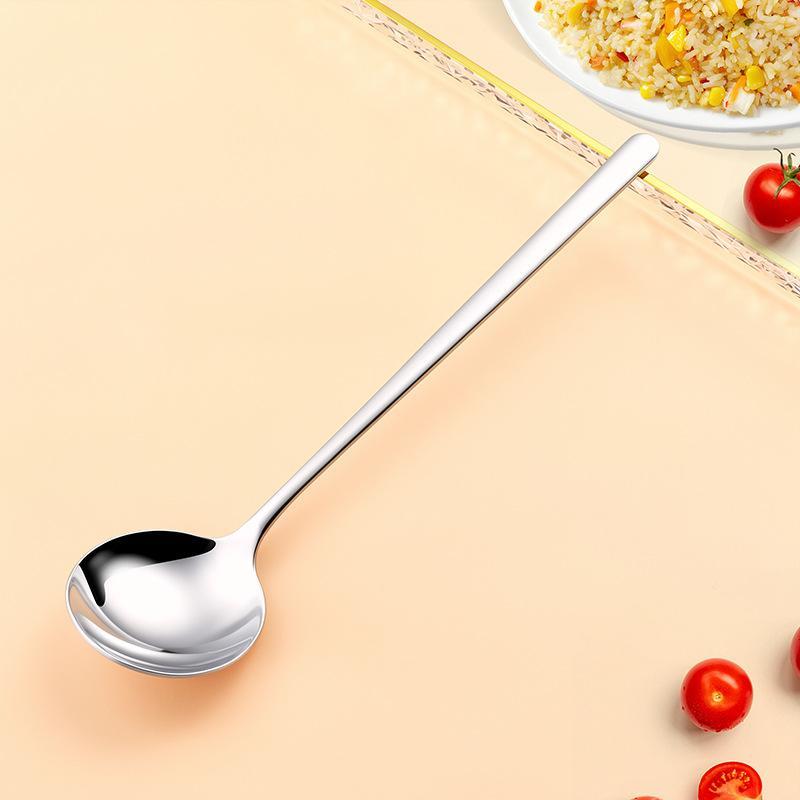 Cartoon 304 Stainless Steel Round Head Large Spoon Food Grade Flat Bottom Deep Soup Spoon Home Use Rice Spoon For Children