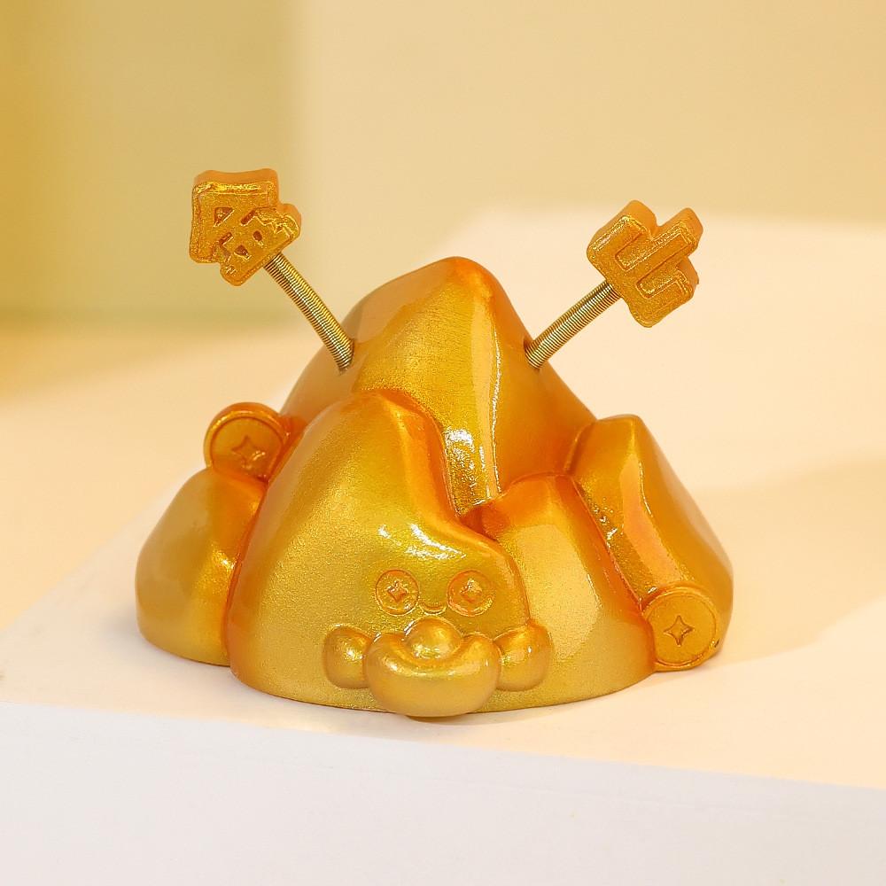 

Resin Mountain And Silver Mountain Creative Car Dashboard Ornament With Spring Ear For Gift Giving золотой