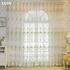 1PC LOZUJOJU European Style Luxury Three-dimensional Embroidery Transparent Tulle Sheer Curtain for Living Room Bedroom Window Decoration Home Decor