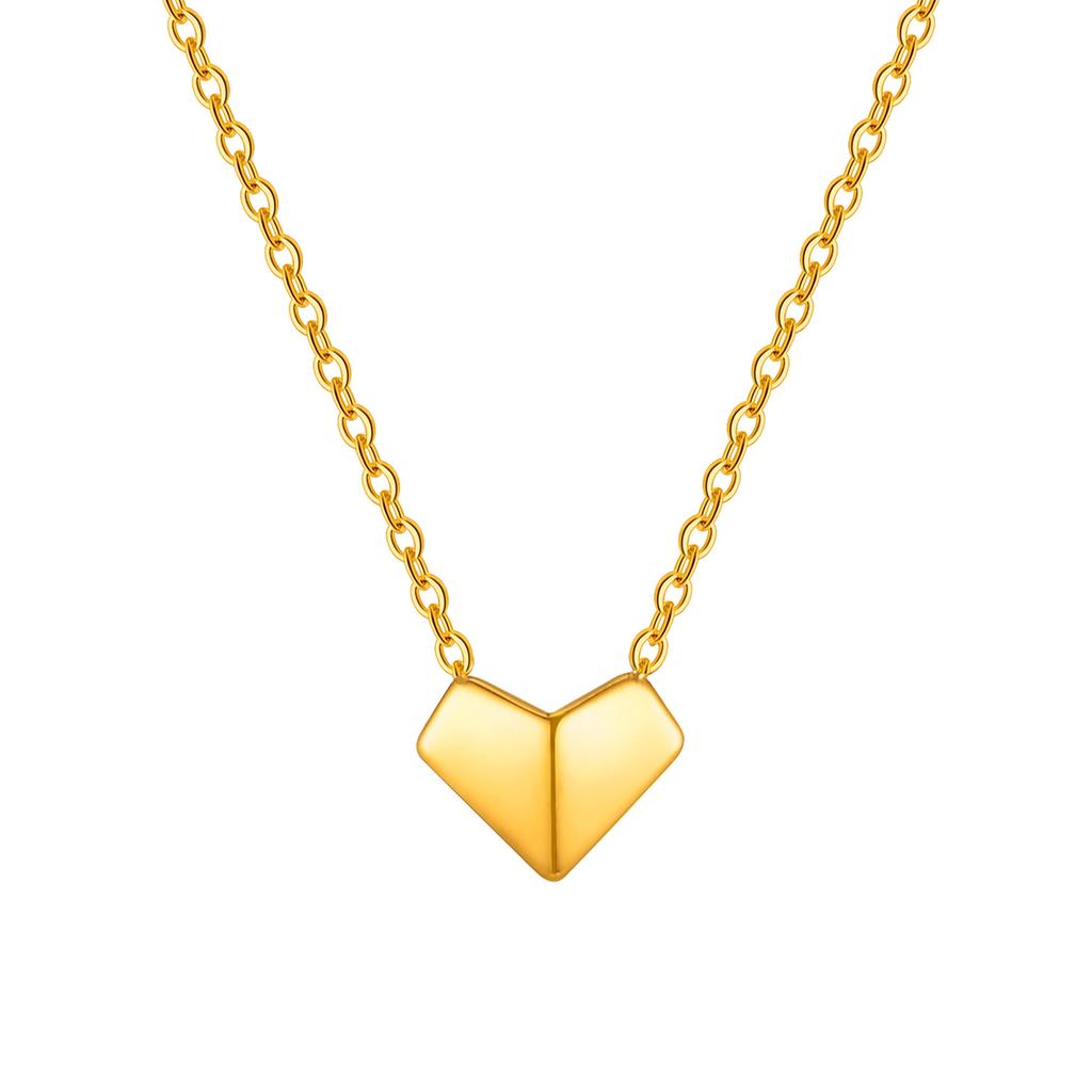Xiaomi Vnox Women Gold Color Love Heart Necklace,Dainty Stainless Steel Necklace for Lady Femme Choker Collar,Length Adjustable