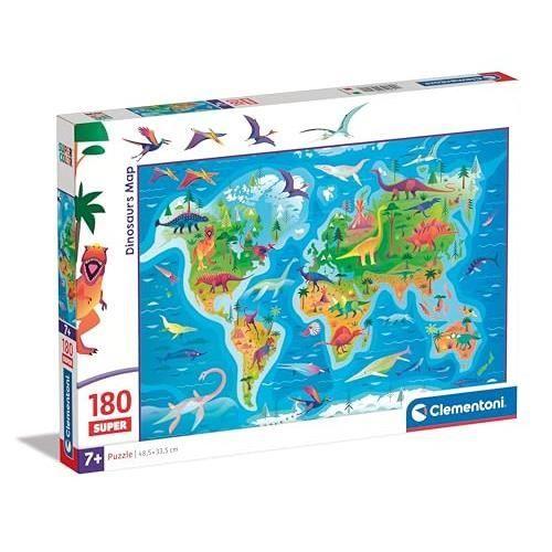 Puzzle - CLEMENTONI - Supercolor Dinosaurs Map - 180 pièces - Enfants 7 ans
