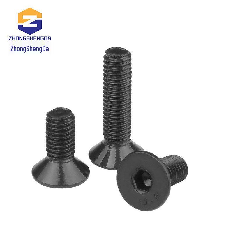 Grade 10.9 Black Countersunk Hex Socket Cap Screws: High-Strength M2, M3, M4, M5, M6, M8 Bolts