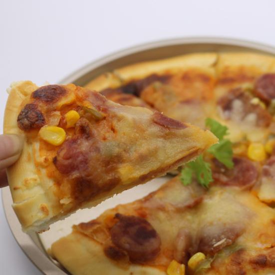 Kulatá nepřilnavá pánev pro pizzu z uhlíkové oceli podnos pro domácí pečení