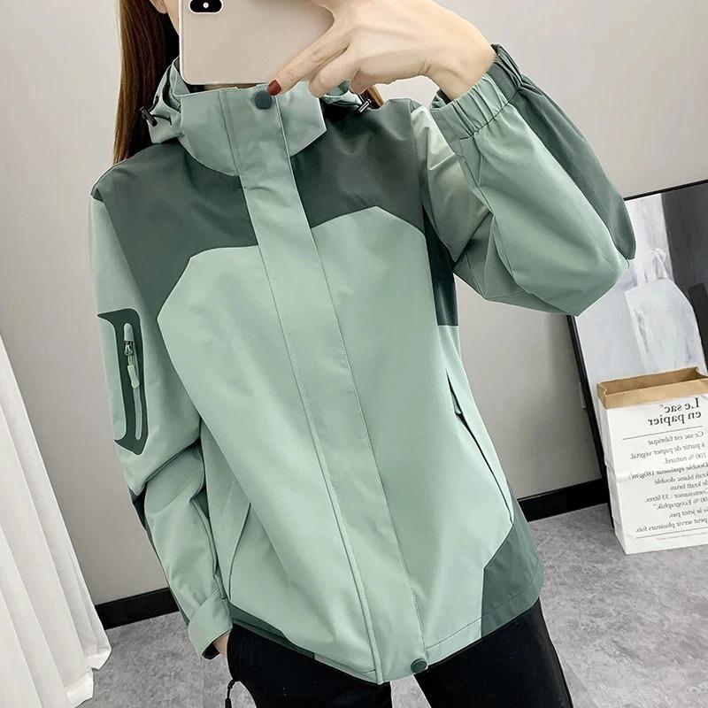 Women's Coat Joker Waterproof Windproof Single Layer Jacket Long Sleeve Zipper Sport Hooded Jackets Outwear