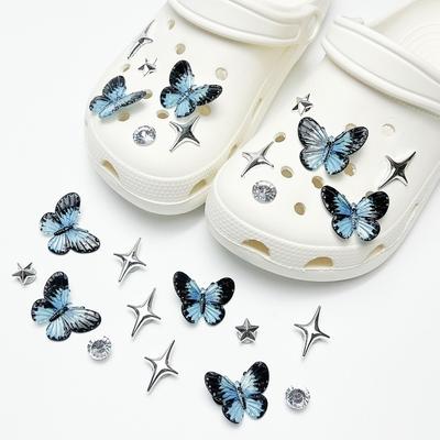 Shoe Charm Accessories Set Compatible with Ventilation Hole Shoes Includes Butterfly Star and Gemstone Designs for Custom Decoration