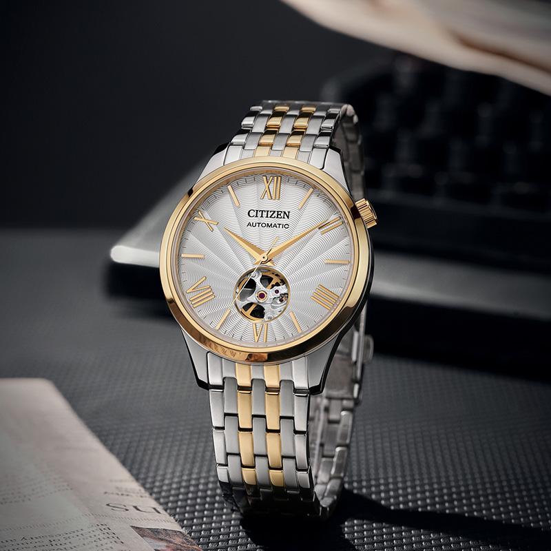 CITIZEN Mechanical Movement Stainless Steel Strap Watch Unisex White Dial NH9136-88A