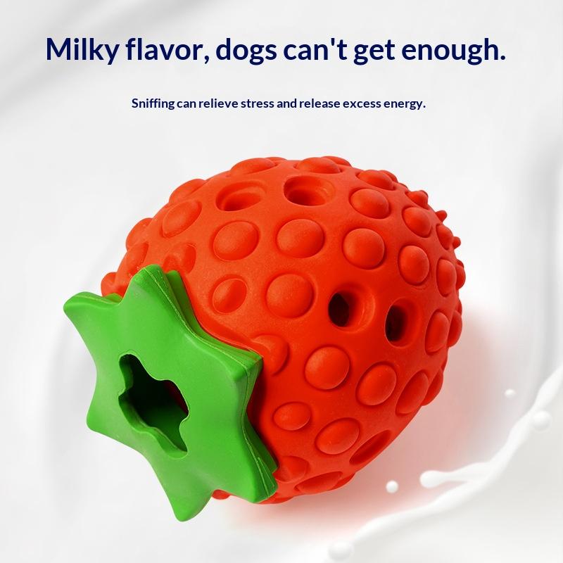 Eco-Friendly Cartoon Cute Strawberry Dragon Fruit Design Dog Rubber Chew Toy