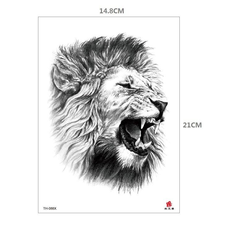 Tiger Tattoo Sticker Half Arm Lion Large Pattern Water Transfer Amazon Set