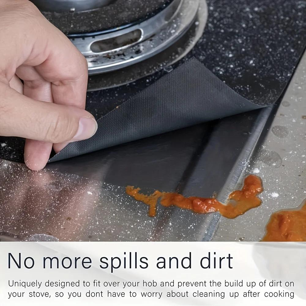4/8PCS Stove Oil-proof Mat Gas Stove Mat Oil-proof Mat Reuse High Temperature Resistant WashableTo Wash Cuttable Stove Protecti