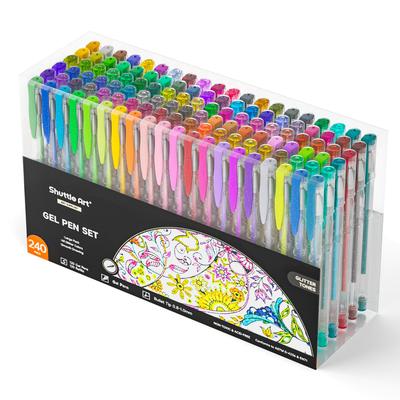 Shuttle Art Gel Ballpoint Glitter Color 240 Pack 120 for Photo Album with Case Pens, Pens, Pens, (120 Colors), Refills, Water-based, Coloring,