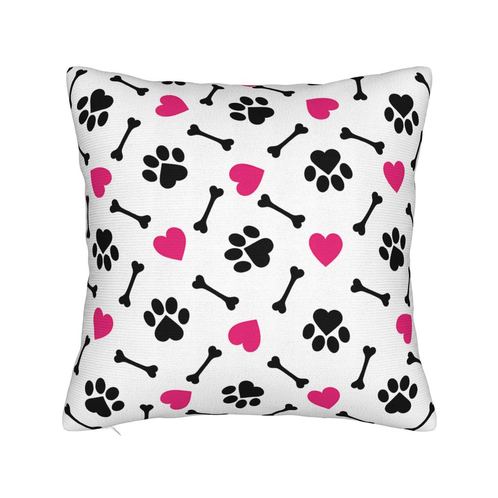 Colorful Paw Print And Bone Pillowcases Fashion Pillow Case For Sofa Bedroom Home Decor Comfy Pillow Cover