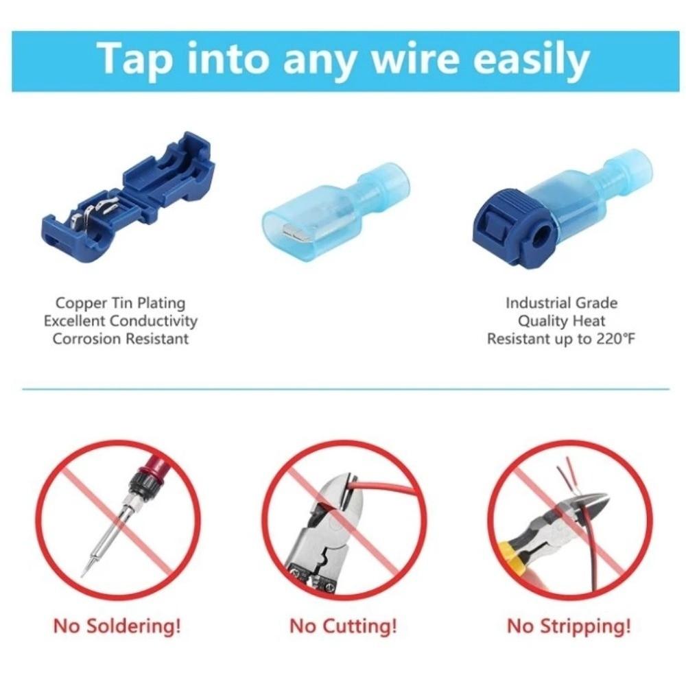 120pcs Efficient Wiring T-Tap Connector Peel-Free Quick Crimp Terminal  Electrical Wiring