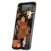 Halloween Fall Art Witch Cat Cover Phone Case For Samsung Galaxy Z Flip 7 6 5 4 3 5G Flip7 Flip6 Flip5 Flip4 Flip3 Black Fundas