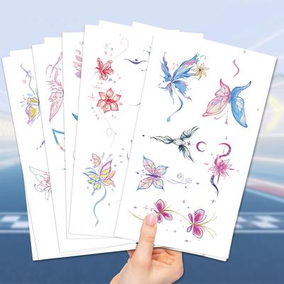 New Cartoon Colorful Butterfly Series Glitter Pink Tattoo Stickers Waterproof Party Gift Funny Face Stickers