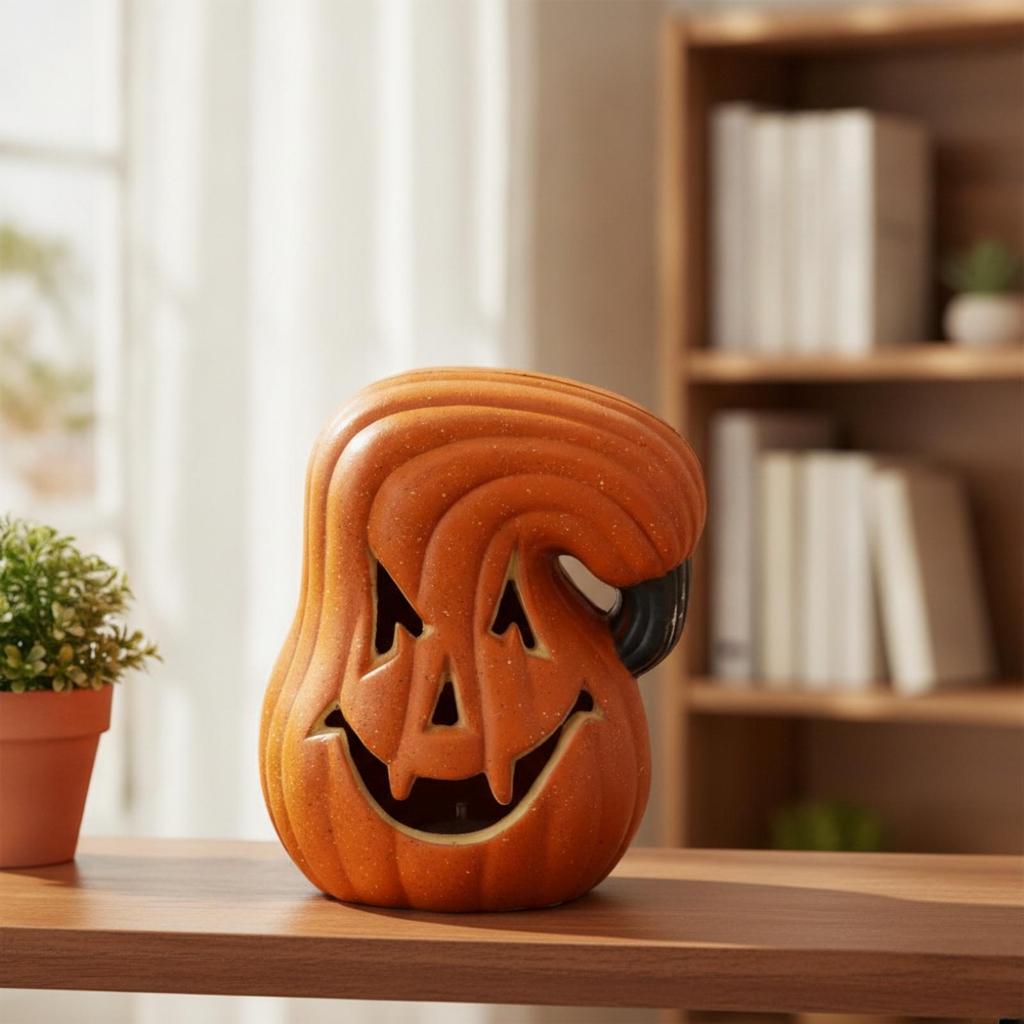 Spooky Pumpkin Ornament with Cutout Face | Speckled Orange Finish, JackO'Lantern Ornaments, for