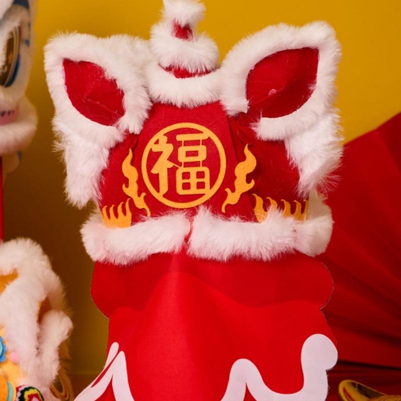Nonwoven Chinese Lions Dance Hat DIY Lions Dance Cap Crafts Kit Chinese Dragon Head Cap Chinese New Year Decorations