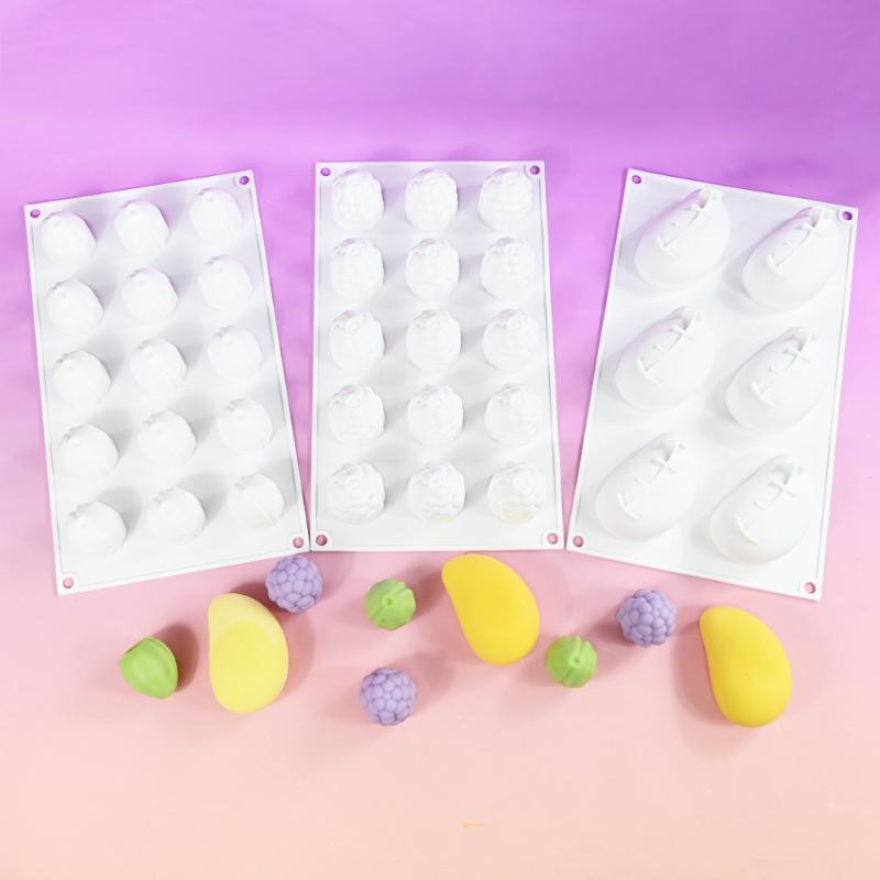 Mousse Cake Mold Silicone Baking Mold Fruit Series Hami Melon Lychee Blueberry Grape Chocolate Mold French Dessert Diy