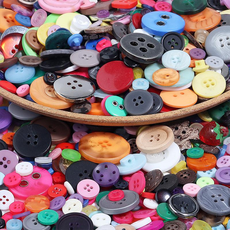 80PCS Resin Round Colored Buttons 2/4-Holes Mixed Buttons Handmade DIY Manual Button Painting Material Clothing Accessories
