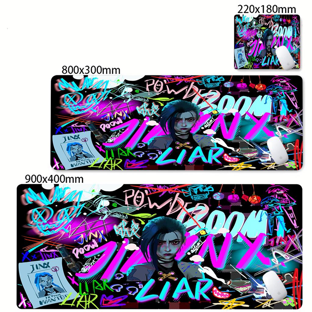 XXL Mouse Pad Laptop Colorful Graffiti Keyboard Pad Computer League of Legends Arcane Deskmat Anime Girl Mousepad Jinx Table Mat