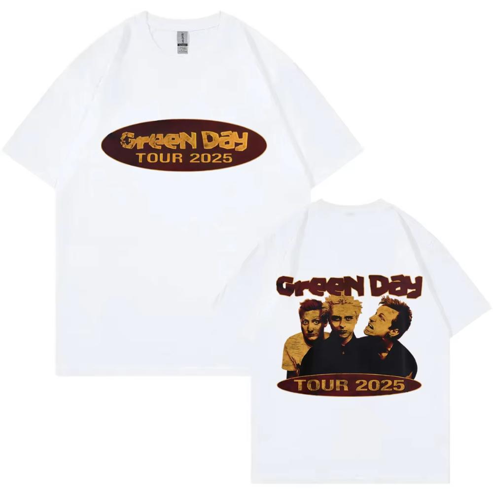 Rock Band Green Day Tour 2025 Graphic T Shirts Fashion Vintage Short Sleeve T-shirts Men Women Casual Cotton T-shirts Streetwear