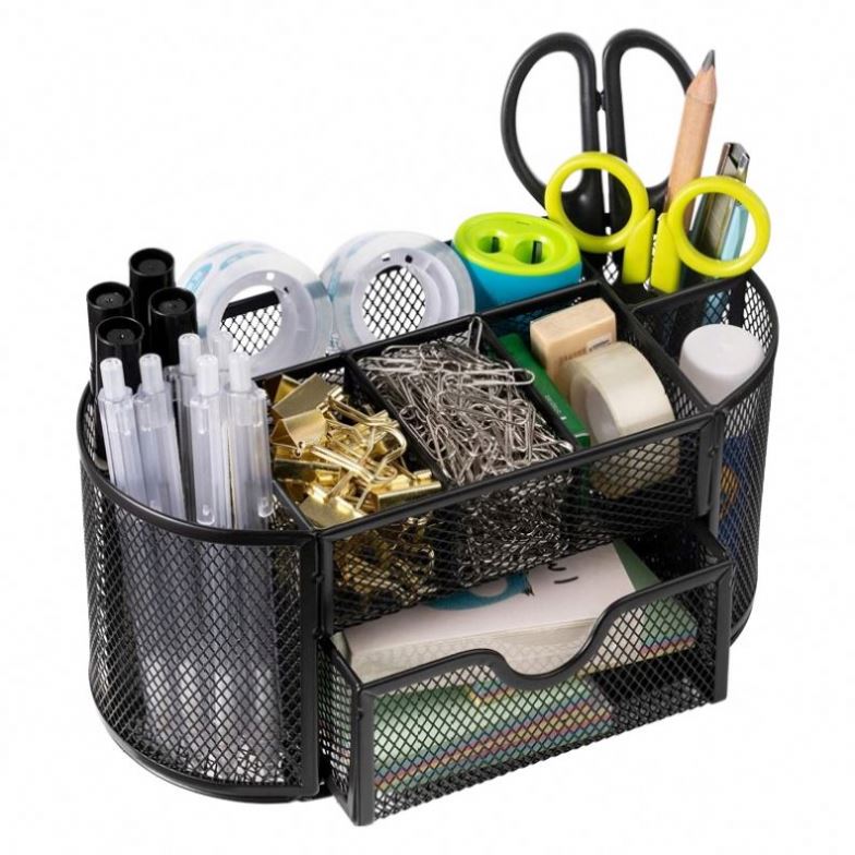 Mesh Desk Organizer Desk Accessories & Workspace Organizers with Drawers Pencil Holder for Desk with 9 Compartments