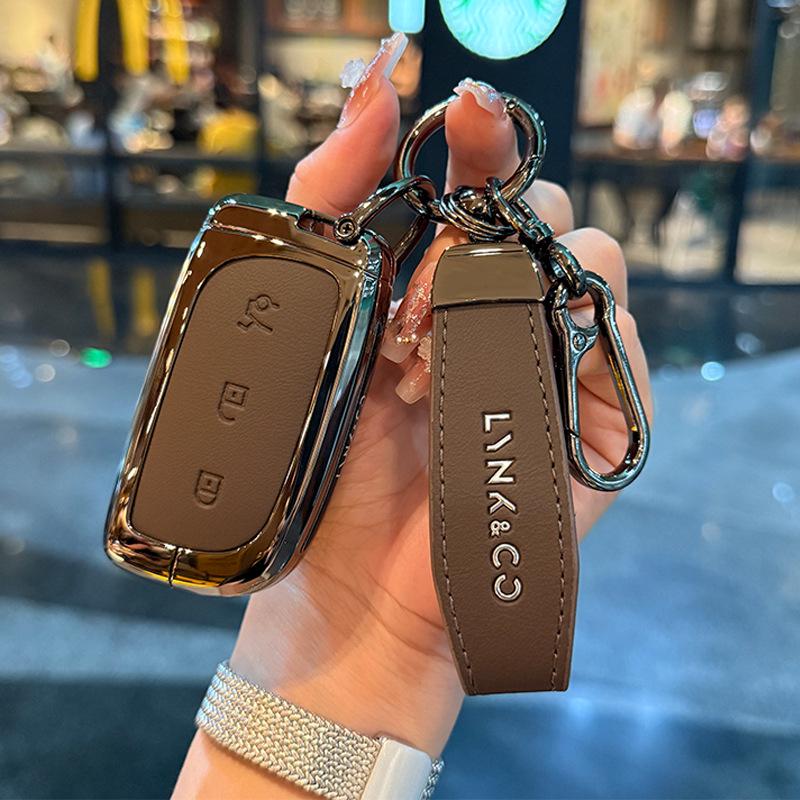 Lynk & Co 900 Leder Metall Schlüsseletui für 2025 Modell Z10 Fernbedienung