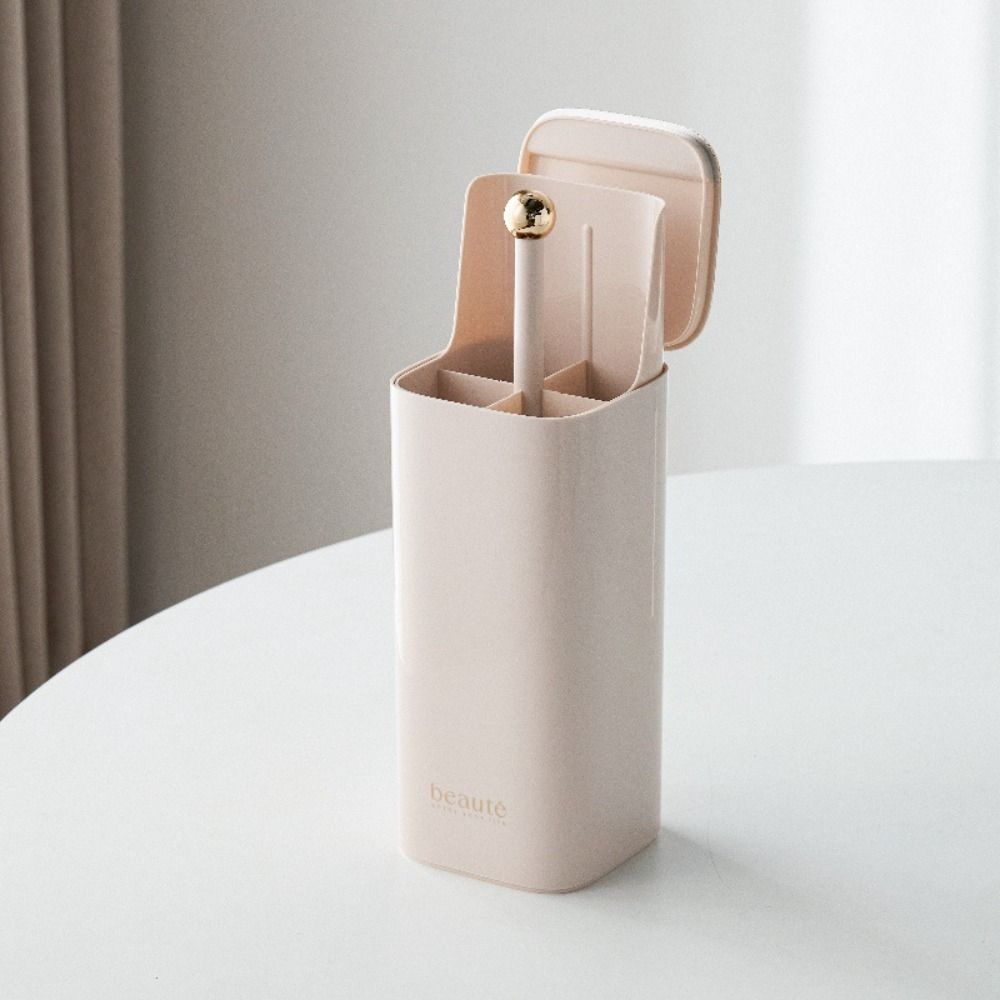 With Lid Automatic Lifting Makeup Brush Holder Dustproof Makeup Brush Box  Home