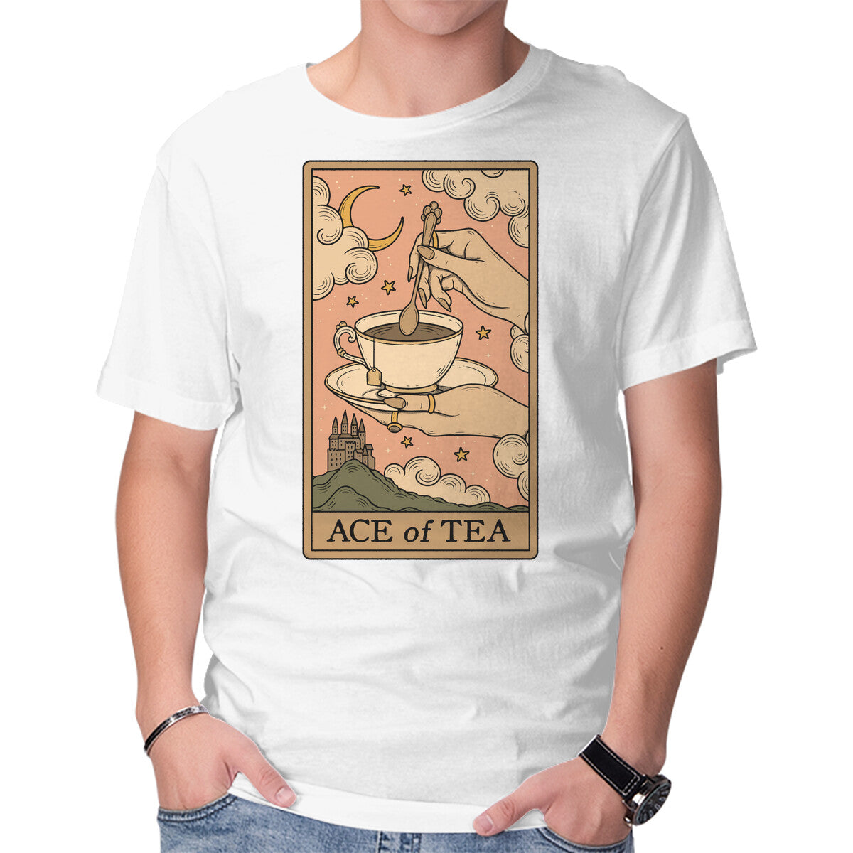 Unisex Crew Neck T-Shirt Ace Of Tea Graphic Short Sleeve Casual Tee XL