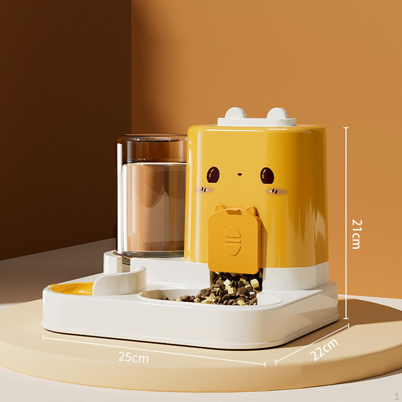 

2 in 1 Automatic Pet Feeder Feeding Bowl Detachable Cats for Kitty Puppy жёлтый