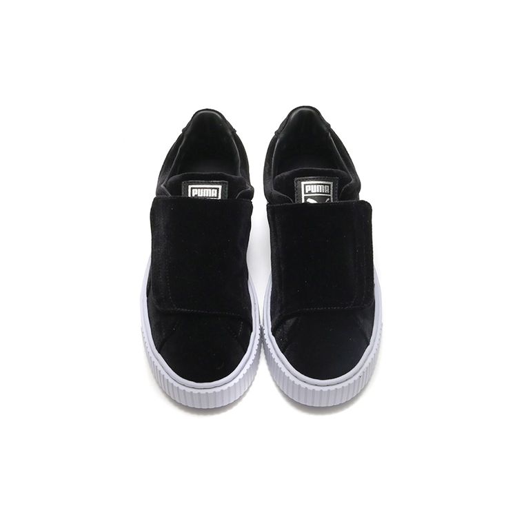 Puma  Basket Platform Strap Velvet Rope - Black Women Sneakers White 364068-01