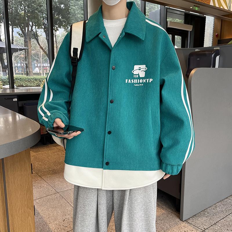 

Весна Новая Куртка с Лацканами Мужская Свободная Однобортная Верхняя Одежда Подростковая Мода Куртка с Принтом 4XL