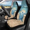 Bulopur Multicolor Polyester Universal Fit Car Truck SUV Van Automotive Seat Covers, 2pcs Front, Hibiscus Floral & Sea Turtle Print
