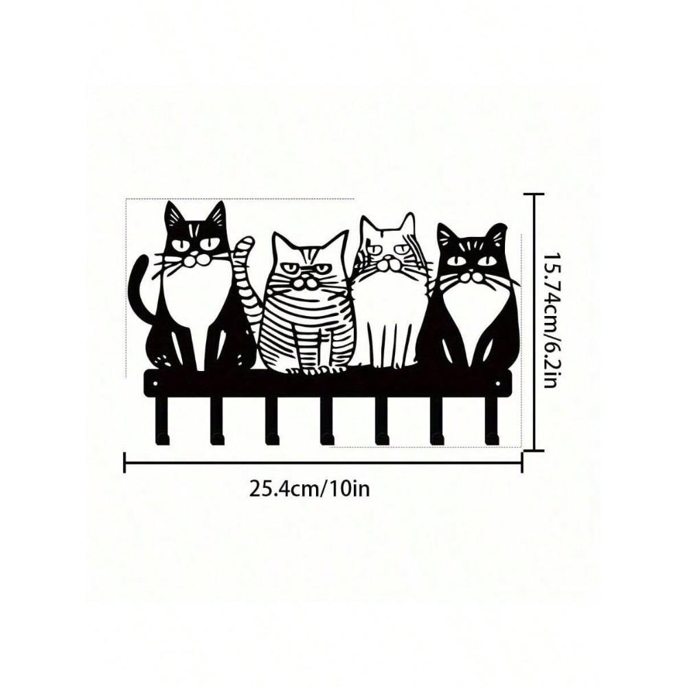 Colgador de Llaves Metálico de Gato Vintage Estante Colgador de Pared para Entrada Cocina Almacenamiento