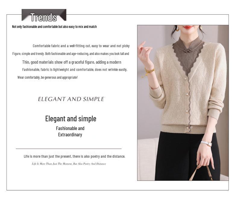 Mom's Winter Velvet Qipao Collar Sweater: Two-Piece Top for Middle-Aged and Elderly Women