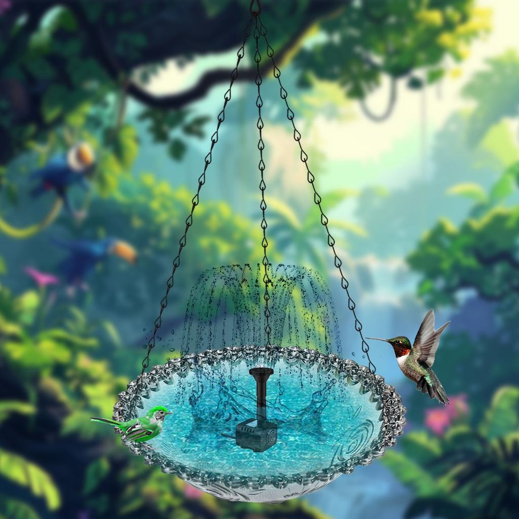 Hanging Dish Flower Bird Bath Feeder Water Fountain for Garden Balcony Outdoor Decors Floral Bird Feeding Station
