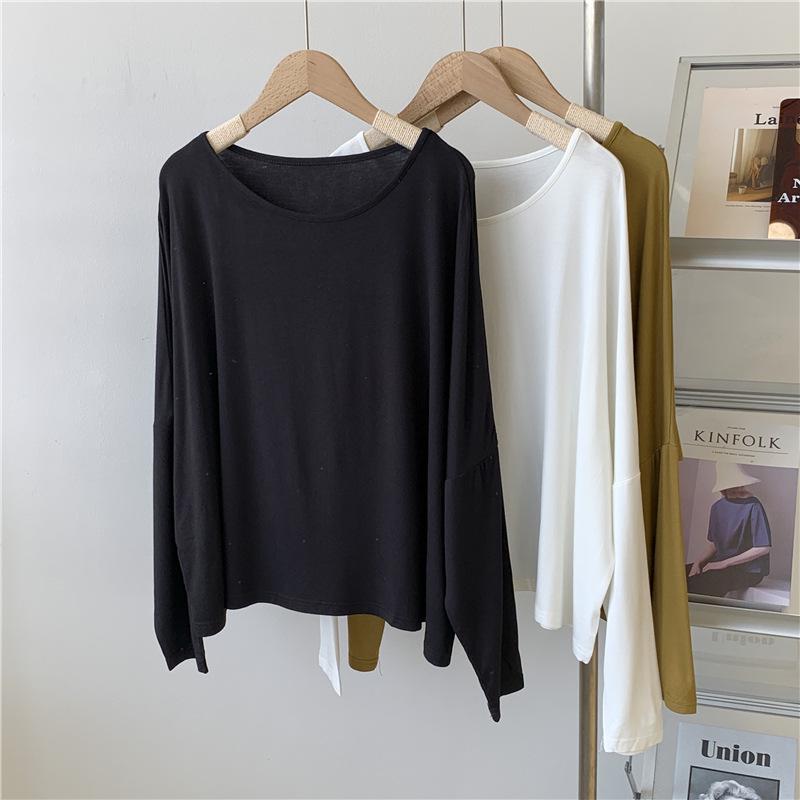 Løstsittende langermet dame-dansebekledning med rund hals - Moderne ensfarget solbeskyttelse