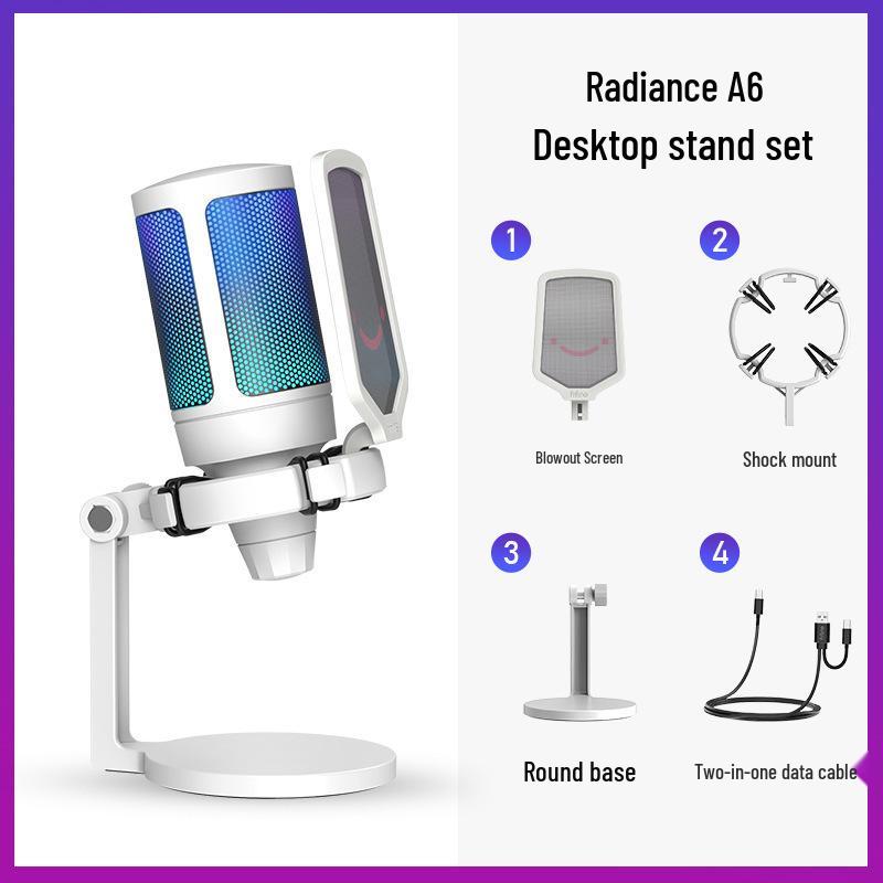 Микрофон Fifine Radiance A6 RGB для записи на настольный компьютер и телефон