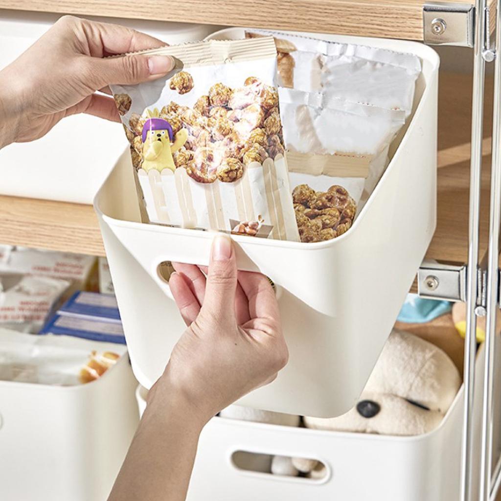 Organizer Bins PET White Large Capacity Multifunctional with Handles Pantry Storage Bins for Bathroom Food