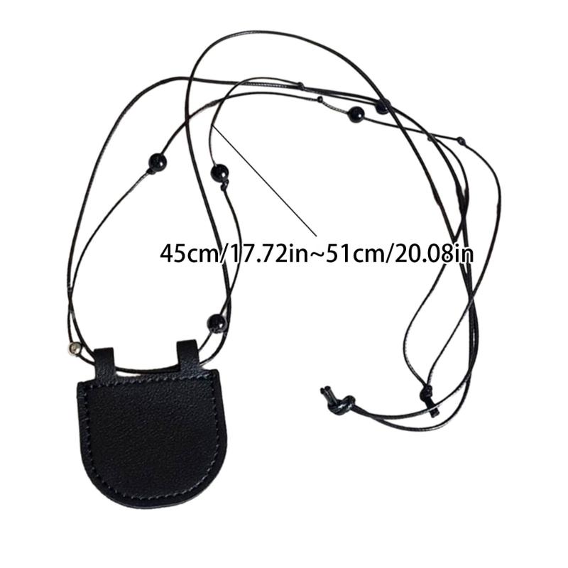 Fashionable Leather Necklace Bag for Earphone Protective and Coin Holding Perfect for Outdoor Activities Daily Use