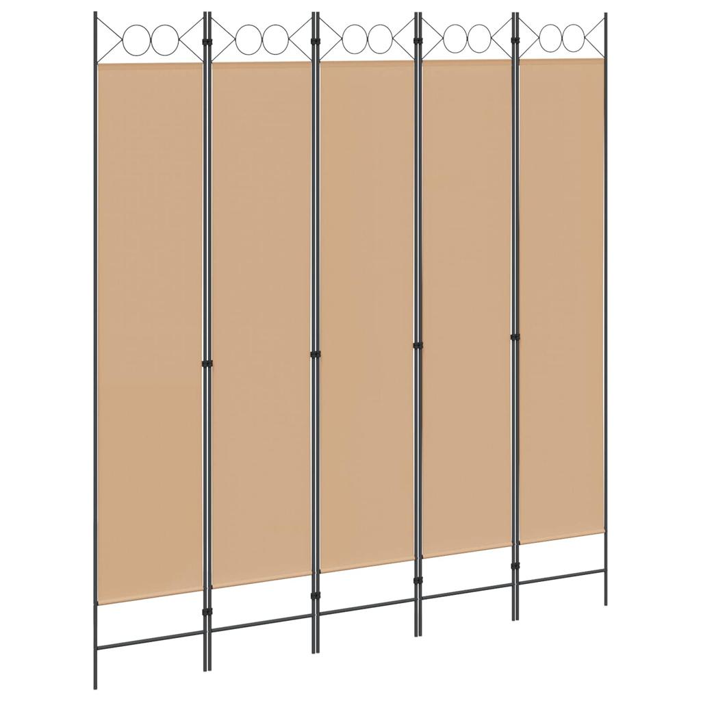5 Piece Room Divider Beige 200 X 220 Cm Fabric