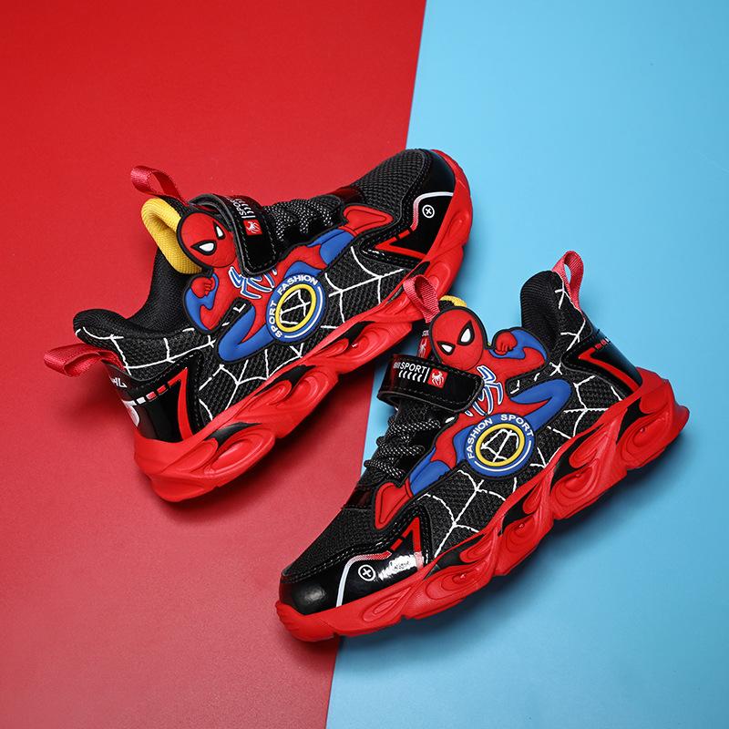

Spring Cartoon Children Mesh Running Shoes With Lights Breathable Athletic Sneakers For Boys size 27