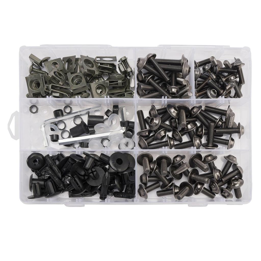 Bruce & Shark 198 Piece Set Cowl Bolts for Motorcycle Exterior Parts Universal Stainless