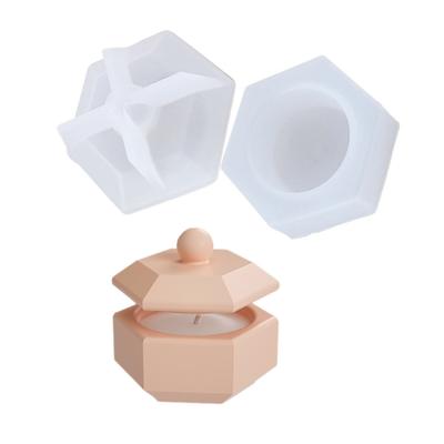 Silicone Storage Jar Mould Jewelry Box Moulds Hexagonal Storage Container Molds with Lid Candle Cup Molds for DIY Craft
