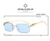 Cheetah Frameless Square Sunglasses Unisex Retro Leopard Metal Design