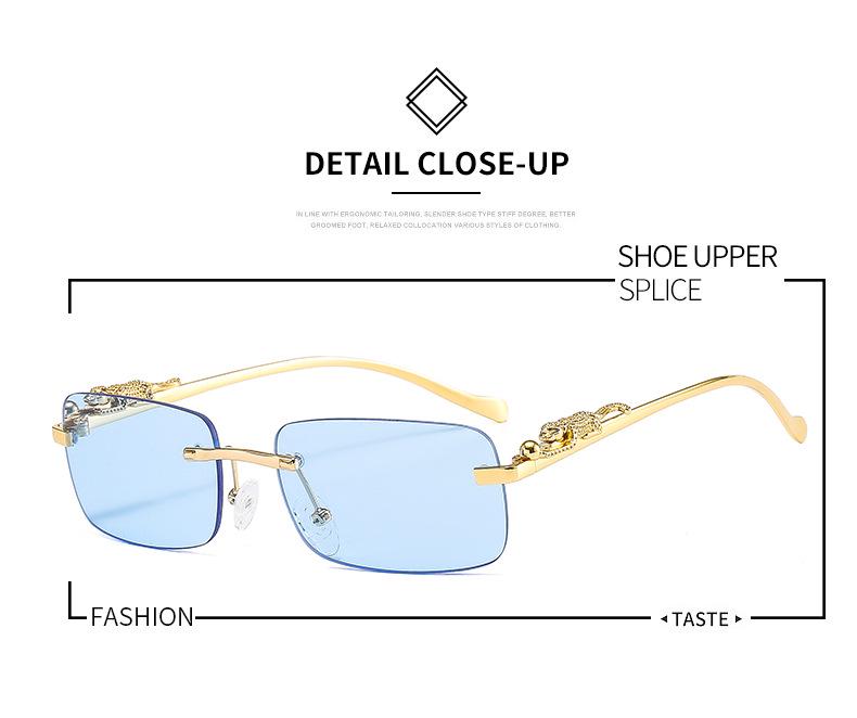 Cheetah Frameless Square Sunglasses Unisex Retro Leopard Metal Design