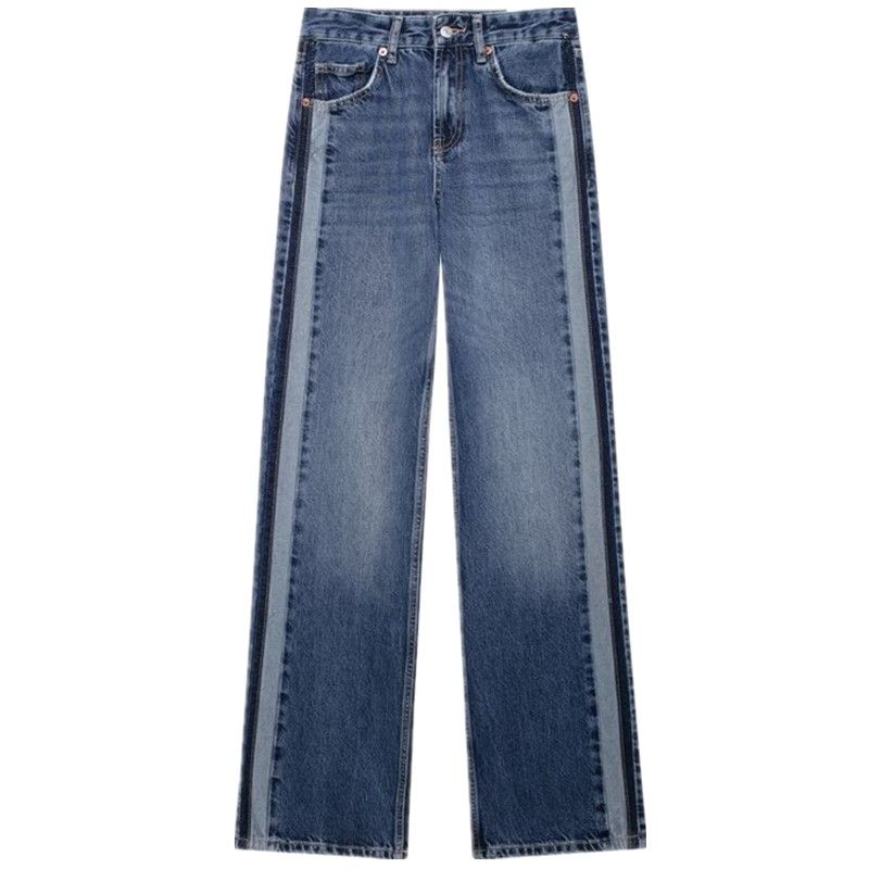 

Fashion Style 2024 Autumn New Women s Clothing Basic All-Matching Cotton Mid Waist Wide Leg Denim Pants 6045211 Blue L