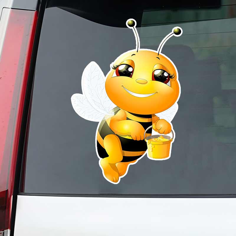 Cute Little Bee Cartoon Insect Car Stickers Waterproof Vinyl Decals Auto Body Window Decor Motorcycle Helmet Stickers M461