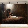 2D Jesus Birth Manger Backdrop Religious Photography Background Banner